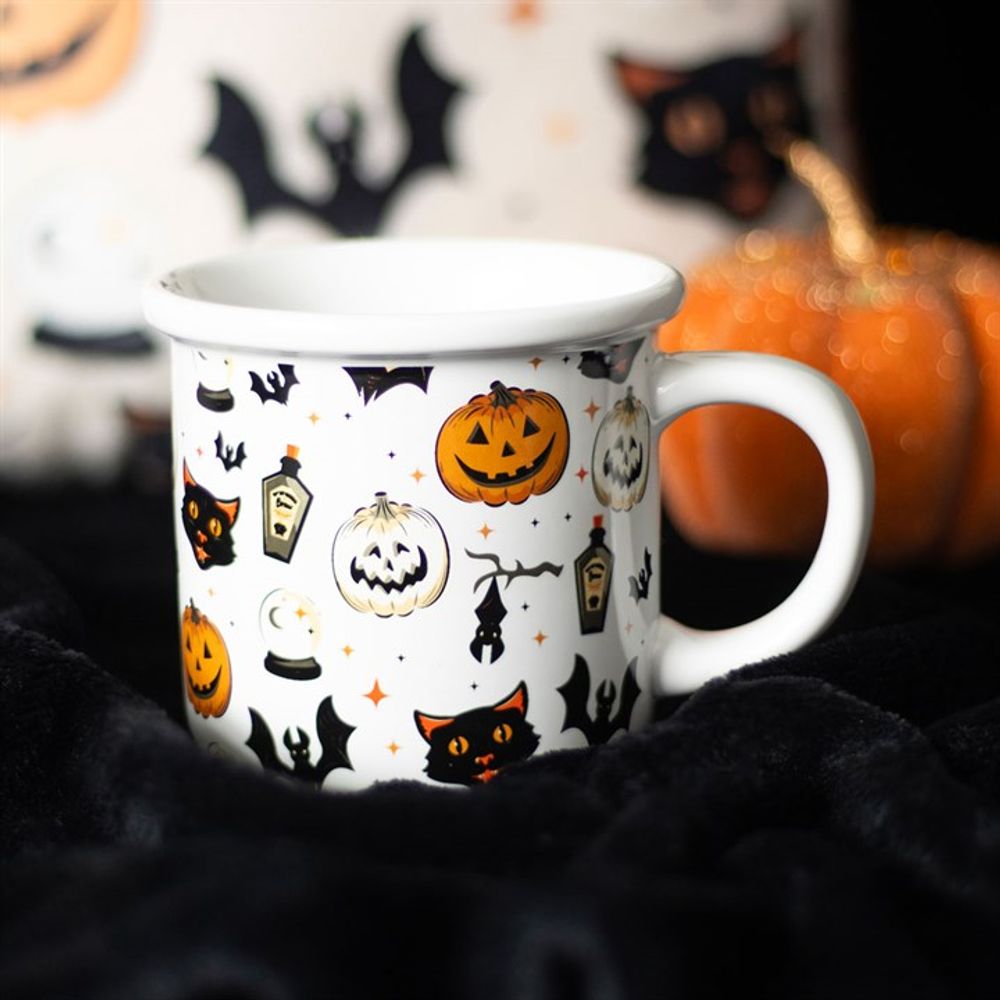 Spooky Cat and Pumpkin Print Mug N/A