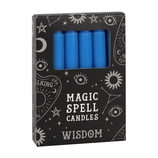 Set of 12 Blue 'Wisdom' Spell Candles N/A