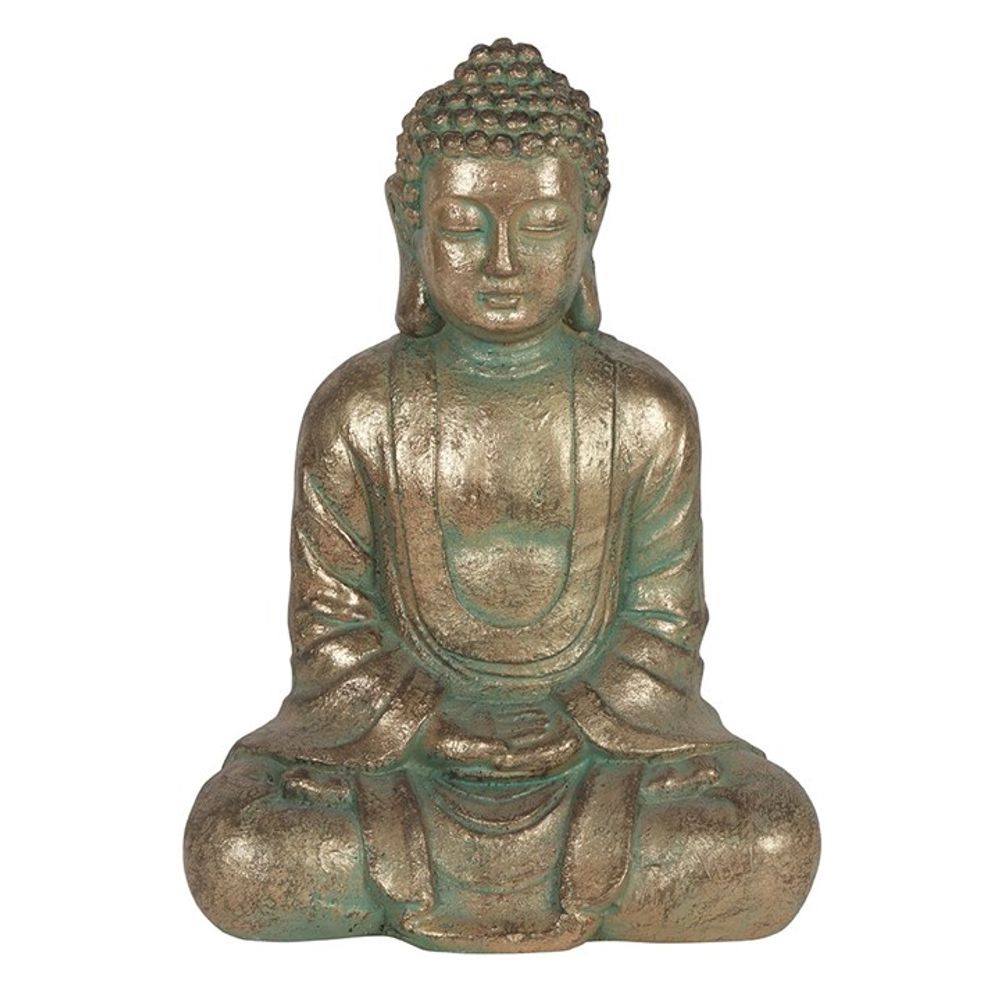 Verdigris Effect 58cm Hands In Lap Sitting Garden Buddha N/A