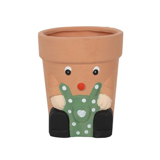 Green Pot Man Terracotta Plant Pot N/A