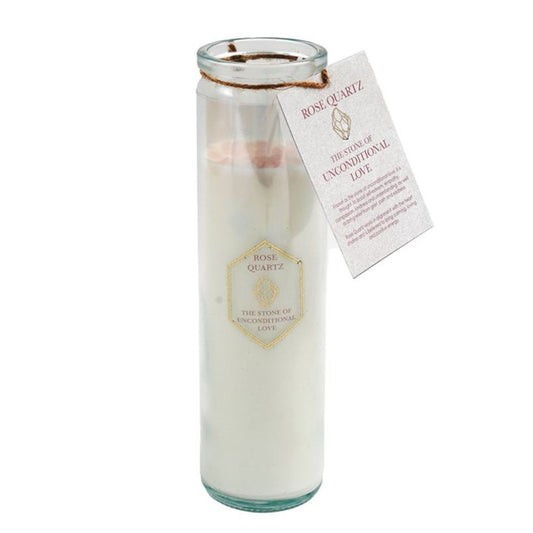 Rose Eucalyptus Tube Candle with Rose Quartz Crystals N/A