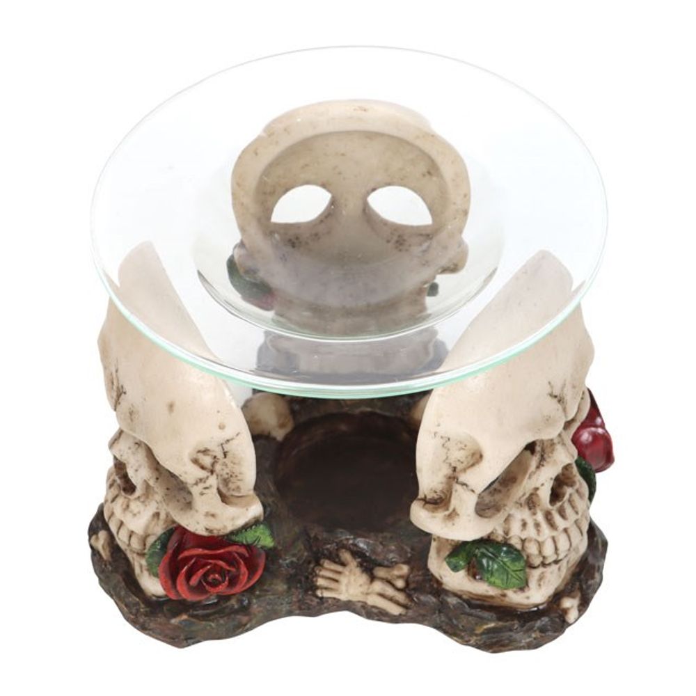 Resin and Glass Skull Rose Oil Burner N/A