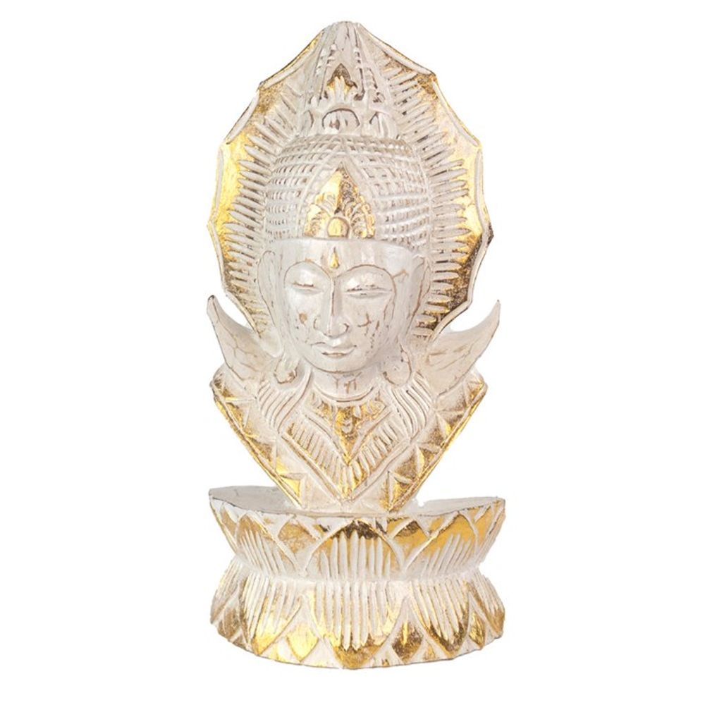 Whitewash Albasia Wood Thai Buddha N/A