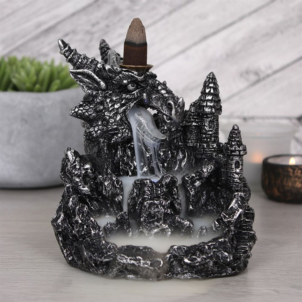 Silver Dragon Backflow Incense Burner With Light N/A