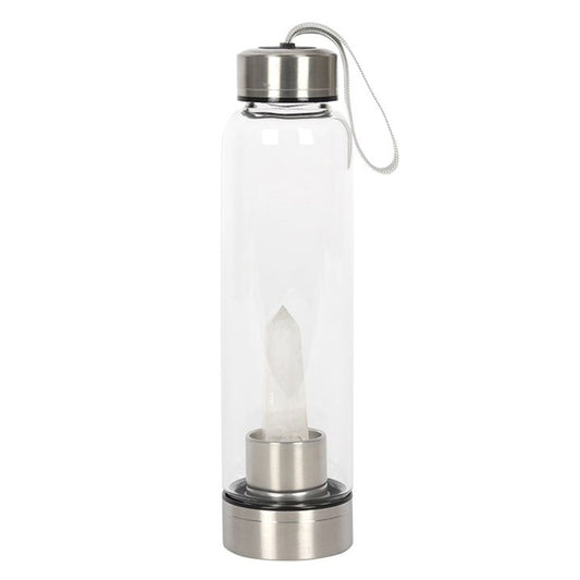 Clear Quartz Energising Glass Water Bottle N/A