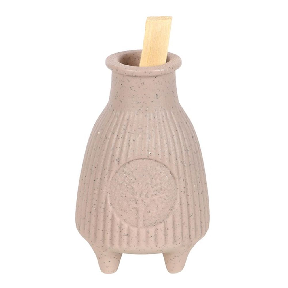 Greige Ribbed Palo Santo Burner N/A