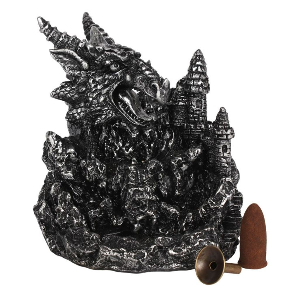 Silver Dragon Backflow Incense Burner With Light N/A