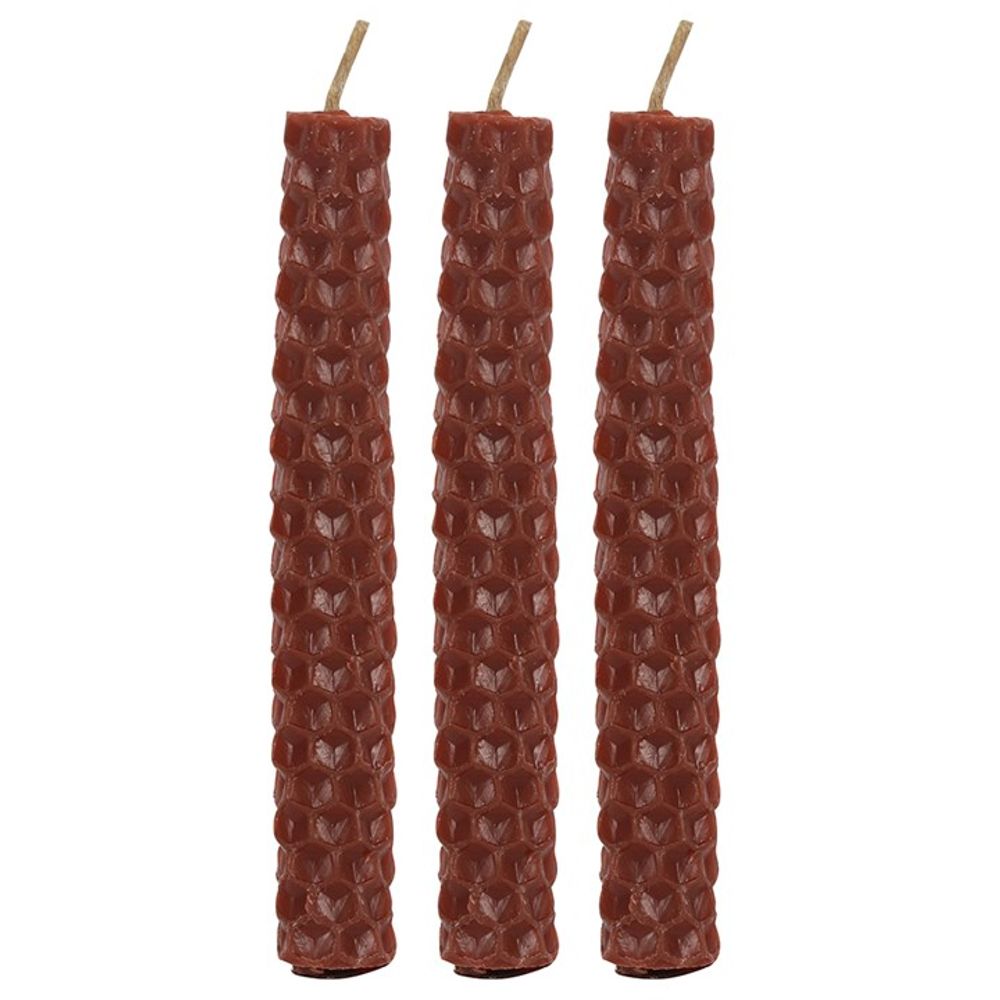 Set of 6 Brown Beeswax Spell Candles N/A