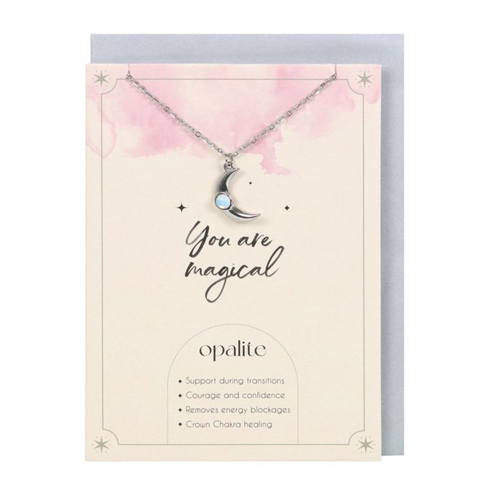 Opalite Crescent Moon Necklace Card N/A