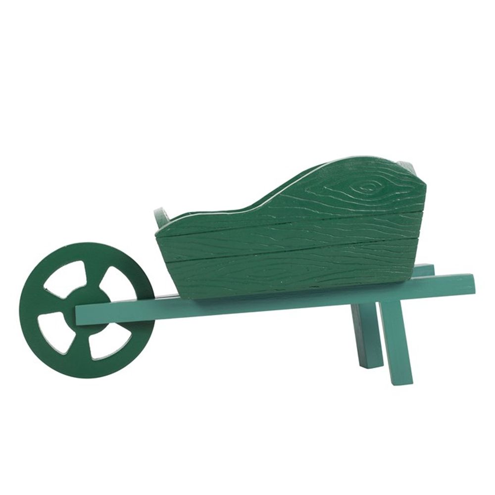 Green Resin Wheelbarrow Planter N/A