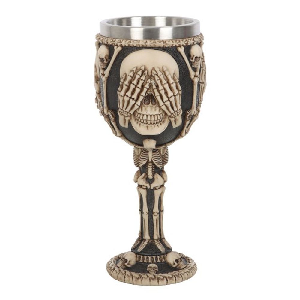 Resin See, Hear, Speak No Evil Skeleton Goblet N/A