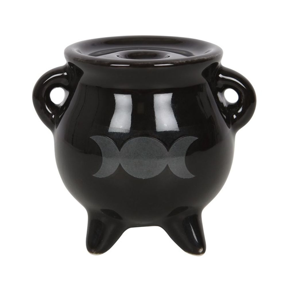 Triple Moon Cauldron Ceramic Incense Holder N/A