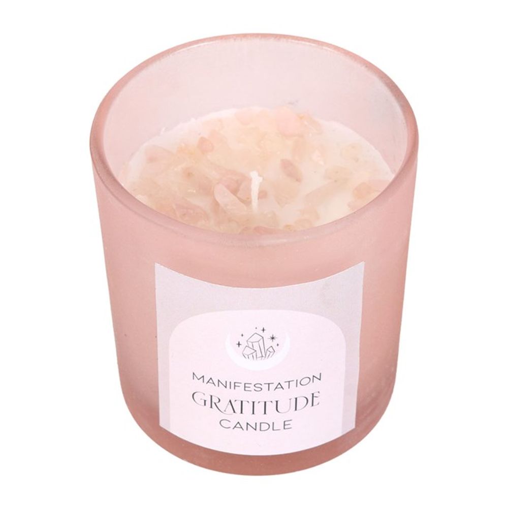 Gratitude Wild Rose Crystal Chip Candle N/A