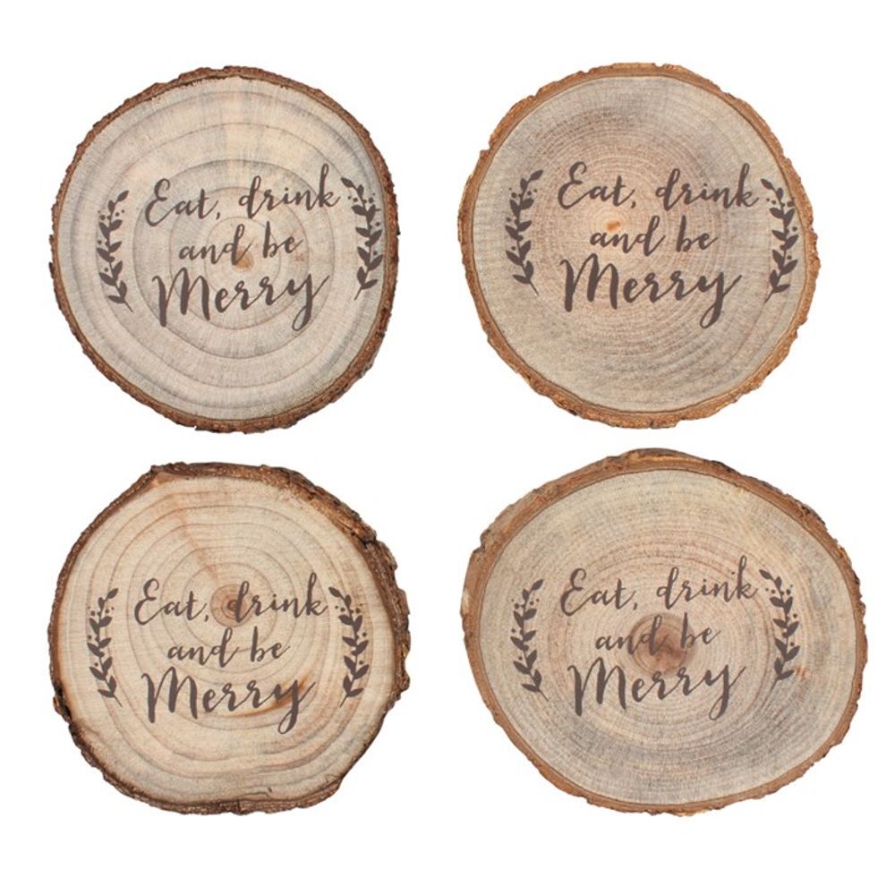 Set of 4 Printed Log Coasters N/A