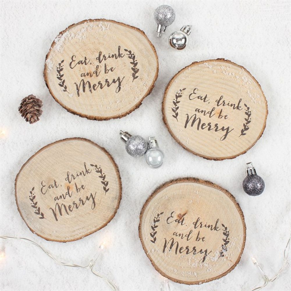 Set of 4 Printed Log Coasters N/A