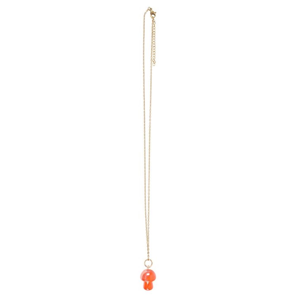 Orange Aura Crystal Mushroom Necklace Greeting Card N/A