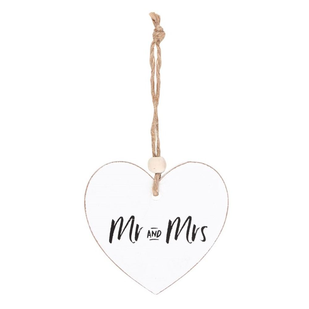 Mr and Mrs Hanging Heart Sentiment Sign N/A