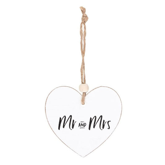 Mr and Mrs Hanging Heart Sentiment Sign N/A