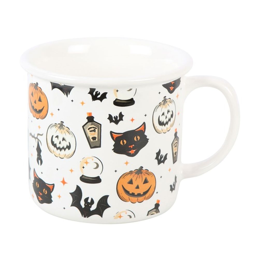 Spooky Cat and Pumpkin Print Mug N/A