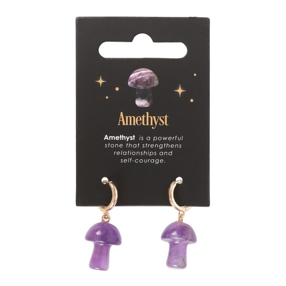 Amethyst Crystal Mushroom Earrings N/A