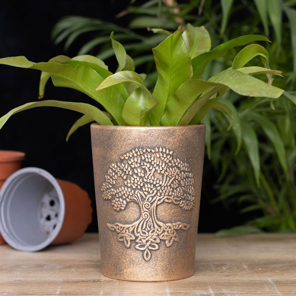 Tree of Life Bronze Terracotta Plant Pot by Lisa Parker N/A