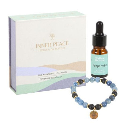 Inner Peace Blue Lace Agate Crystal Essential Oil Bracelet N/A