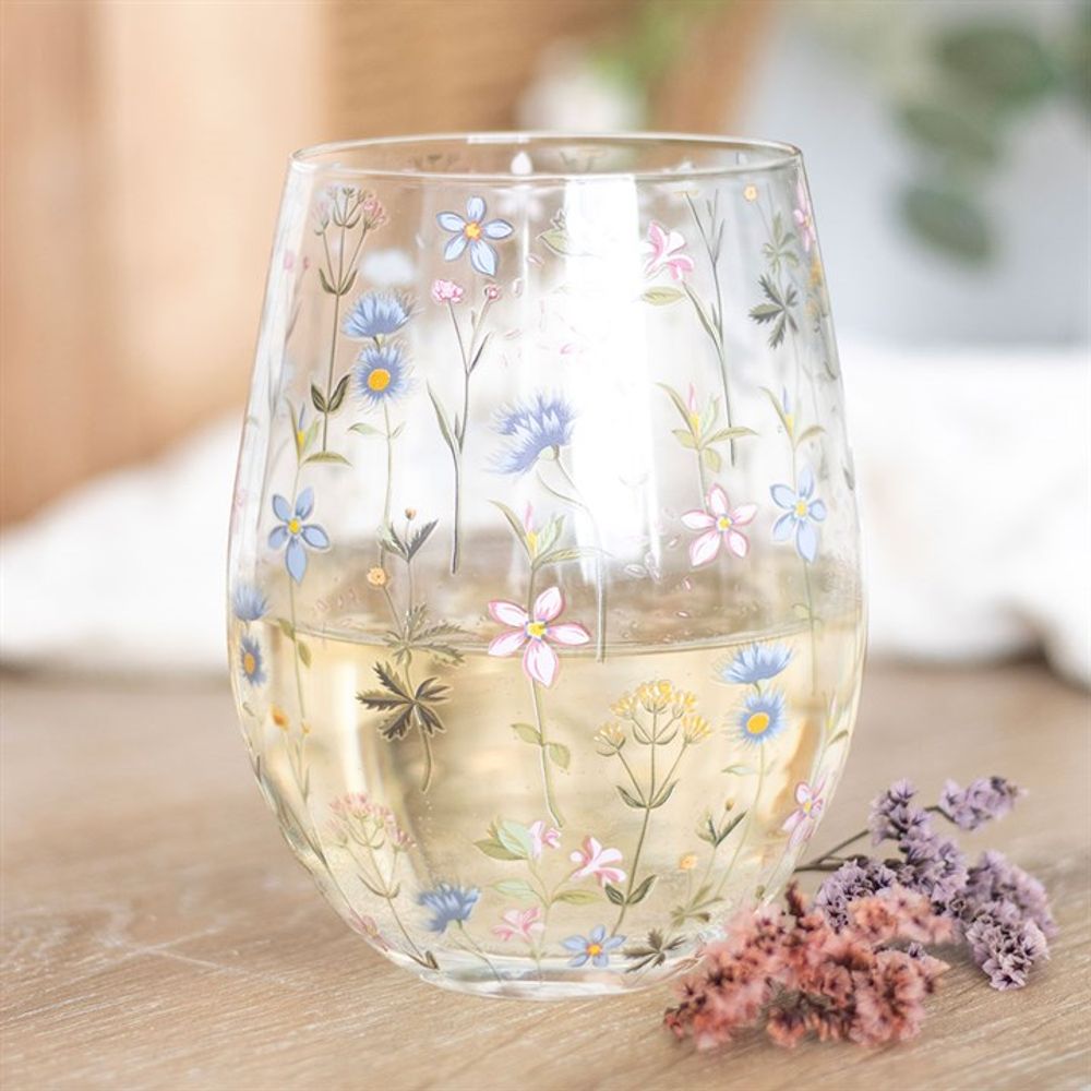 Floral Print Stemless Glass N/A