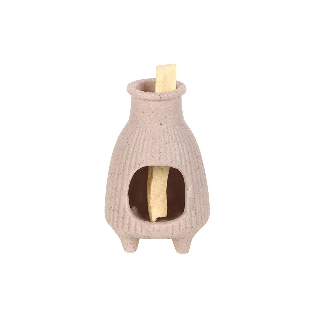 Greige Ribbed Palo Santo Burner N/A