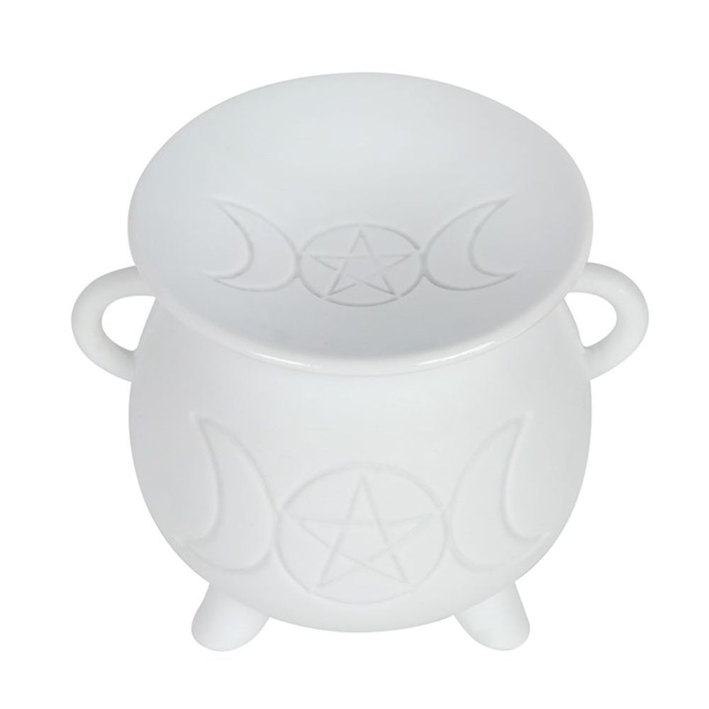 White Triple Moon Cauldron Oil Burner N/A