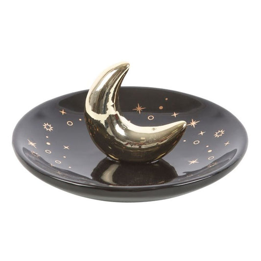 Gold Crescent Moon Incense Stick Holder N/A