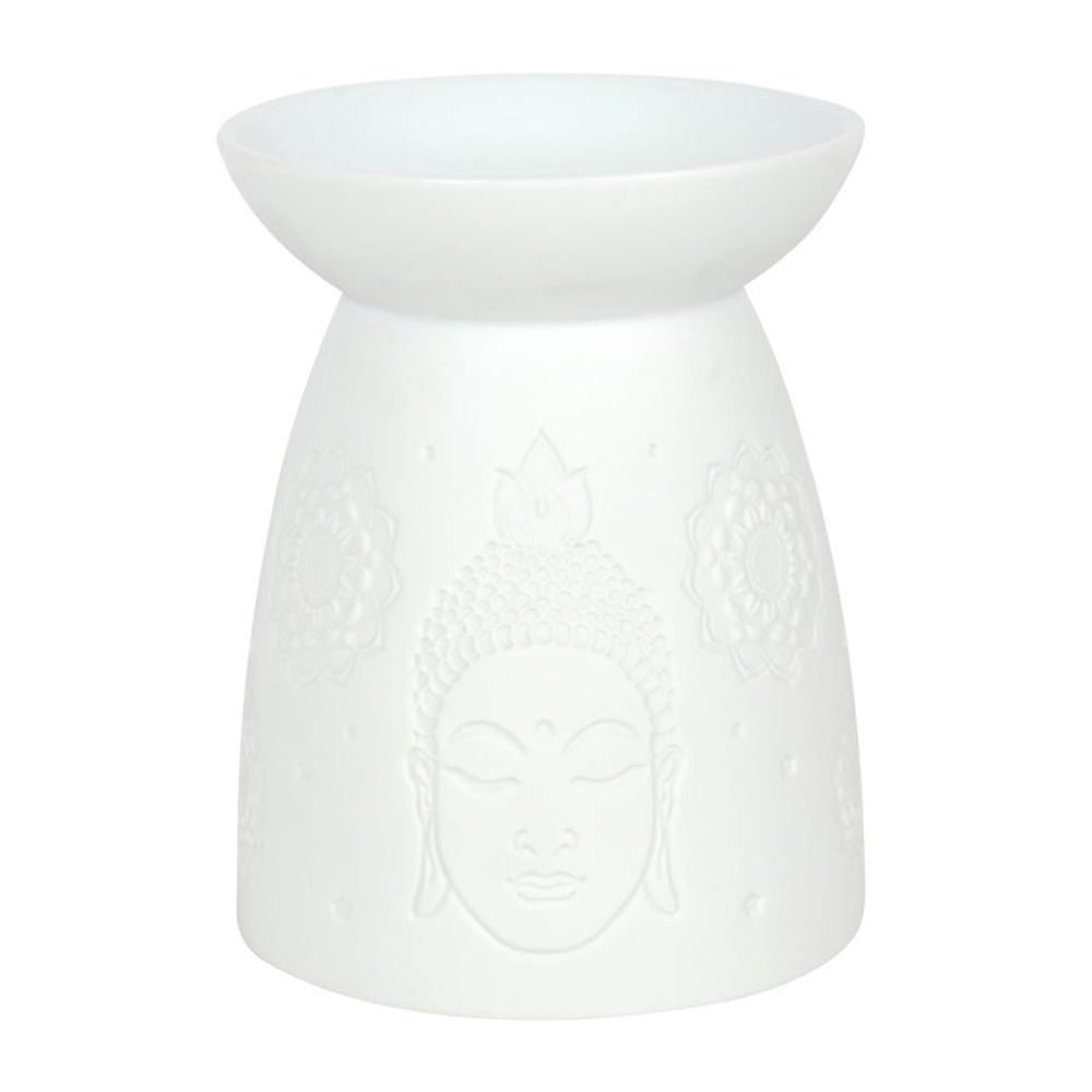 White Ceramic Buddha Face Oil Burner N/A