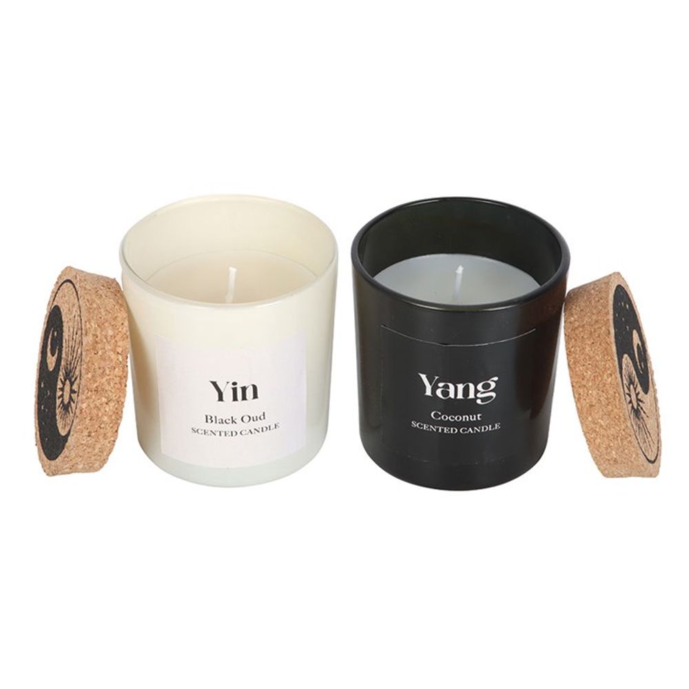 Set of 2 Yin Yang Black Oud and Coconut Candles N/A