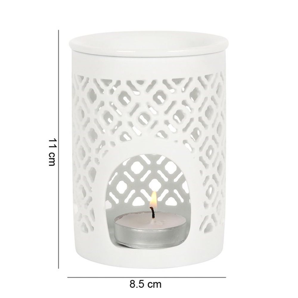 White Matte Lattice Cut Oil Burner N/A