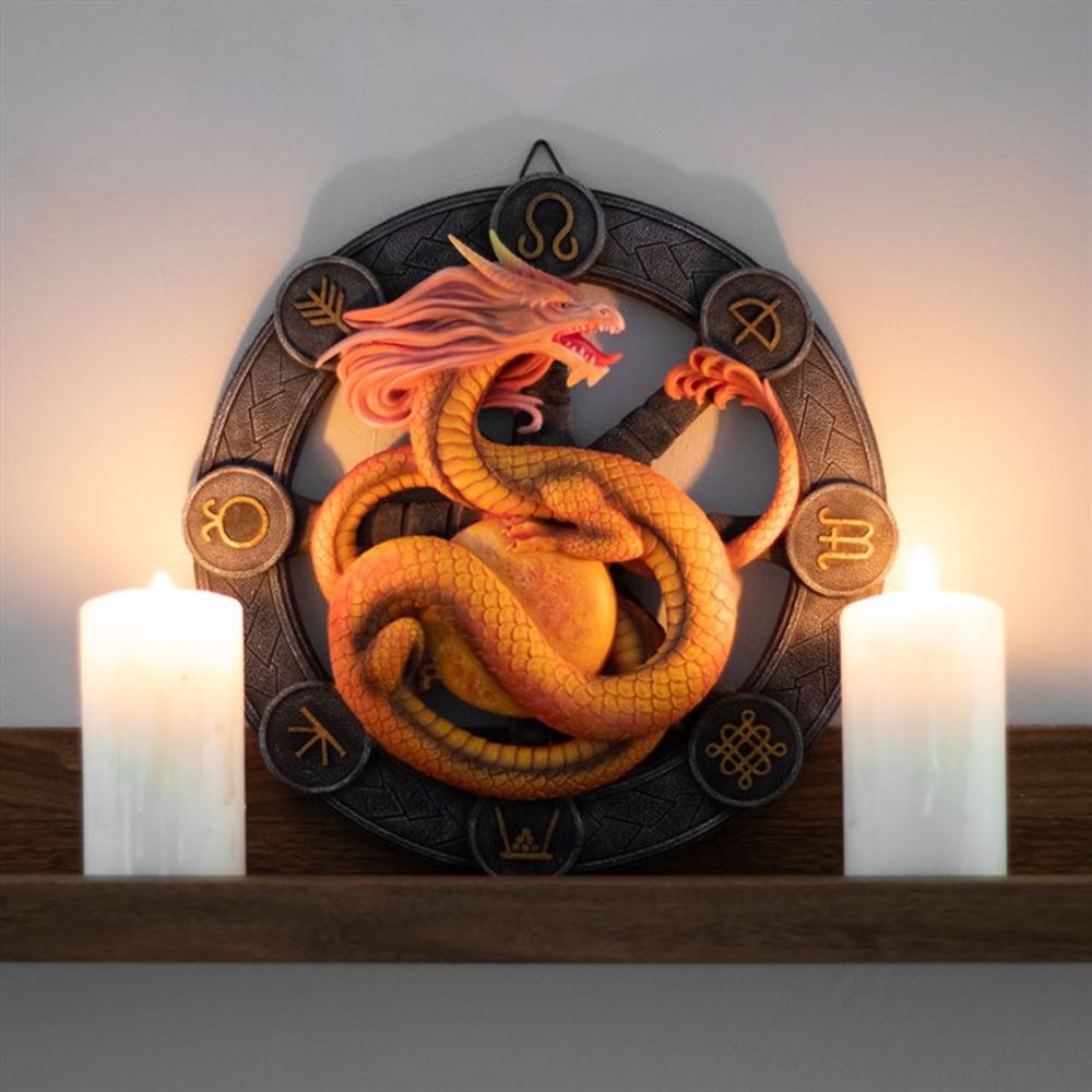 Litha Dragon Resin Wall Plaque by Anne Stokes N/A