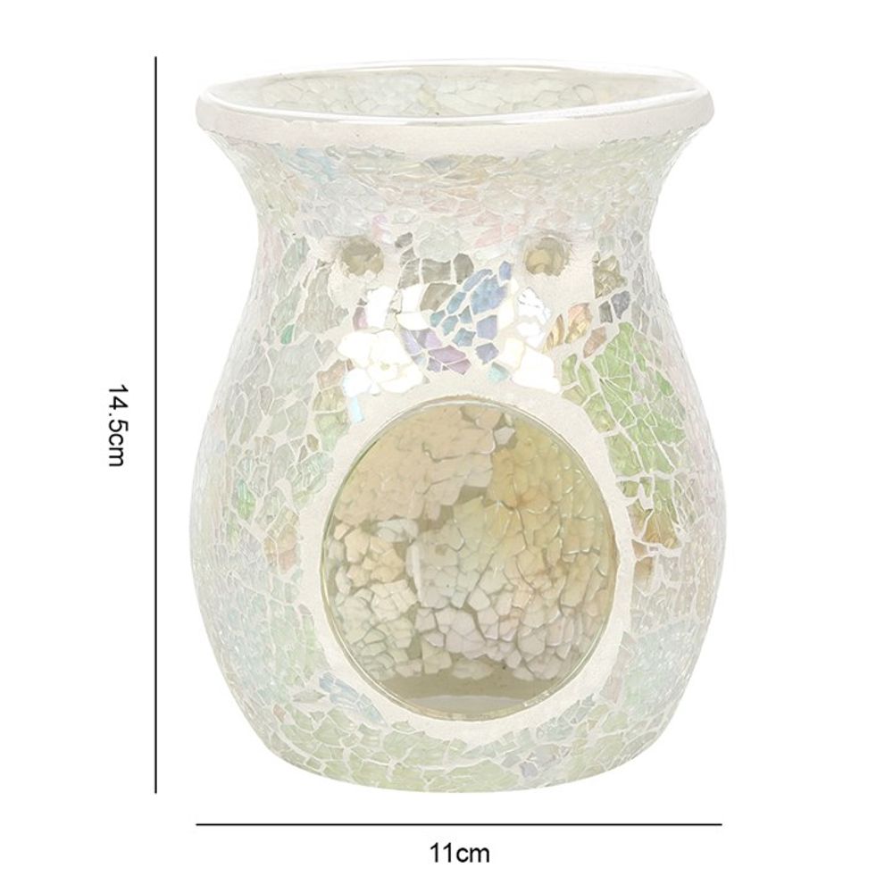 Large White Iridescent Crackle Oil Burner N/A