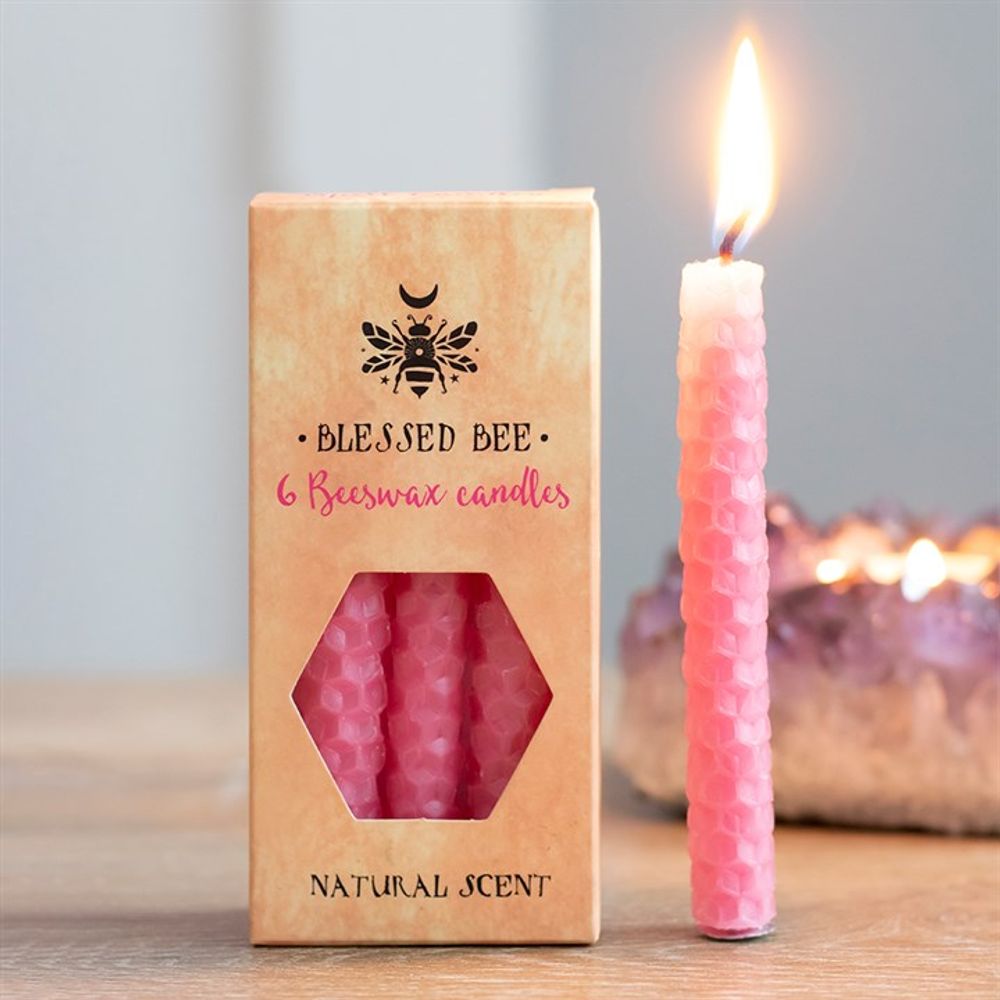 Set of 6 Pink Beeswax Spell Candles N/A