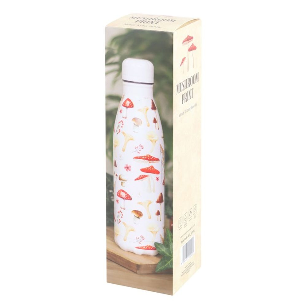 All Over Mushroom Print Metal Water Bottle N/A