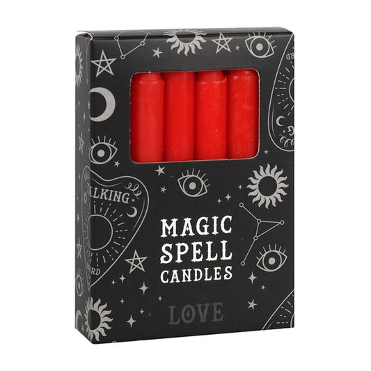 Set of 12 Red 'Love' Spell Candles N/A