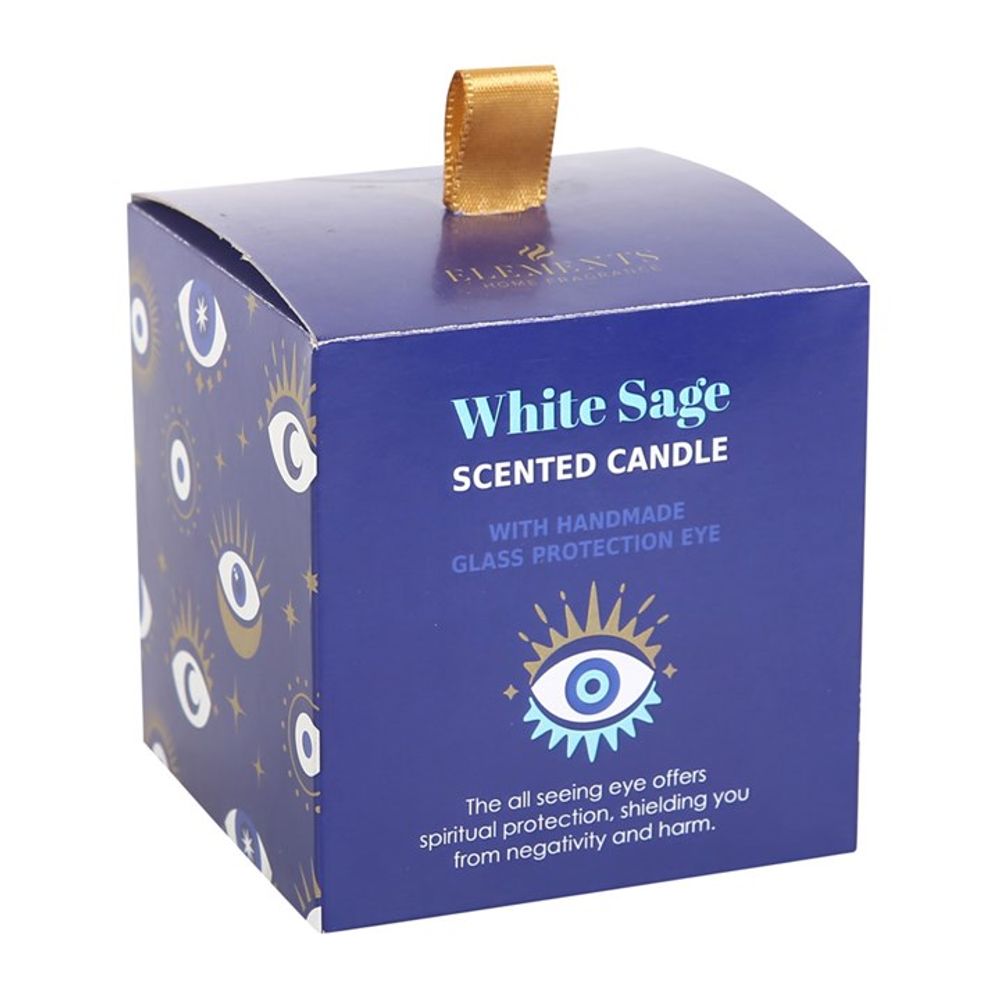 All Seeing Eye White Sage Crystal Chip Protection Candle N/A