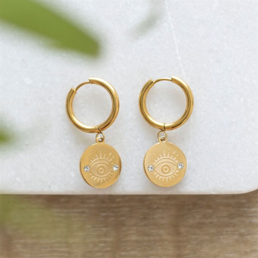 Gold Toned All Seeing Eye Earrings N/A