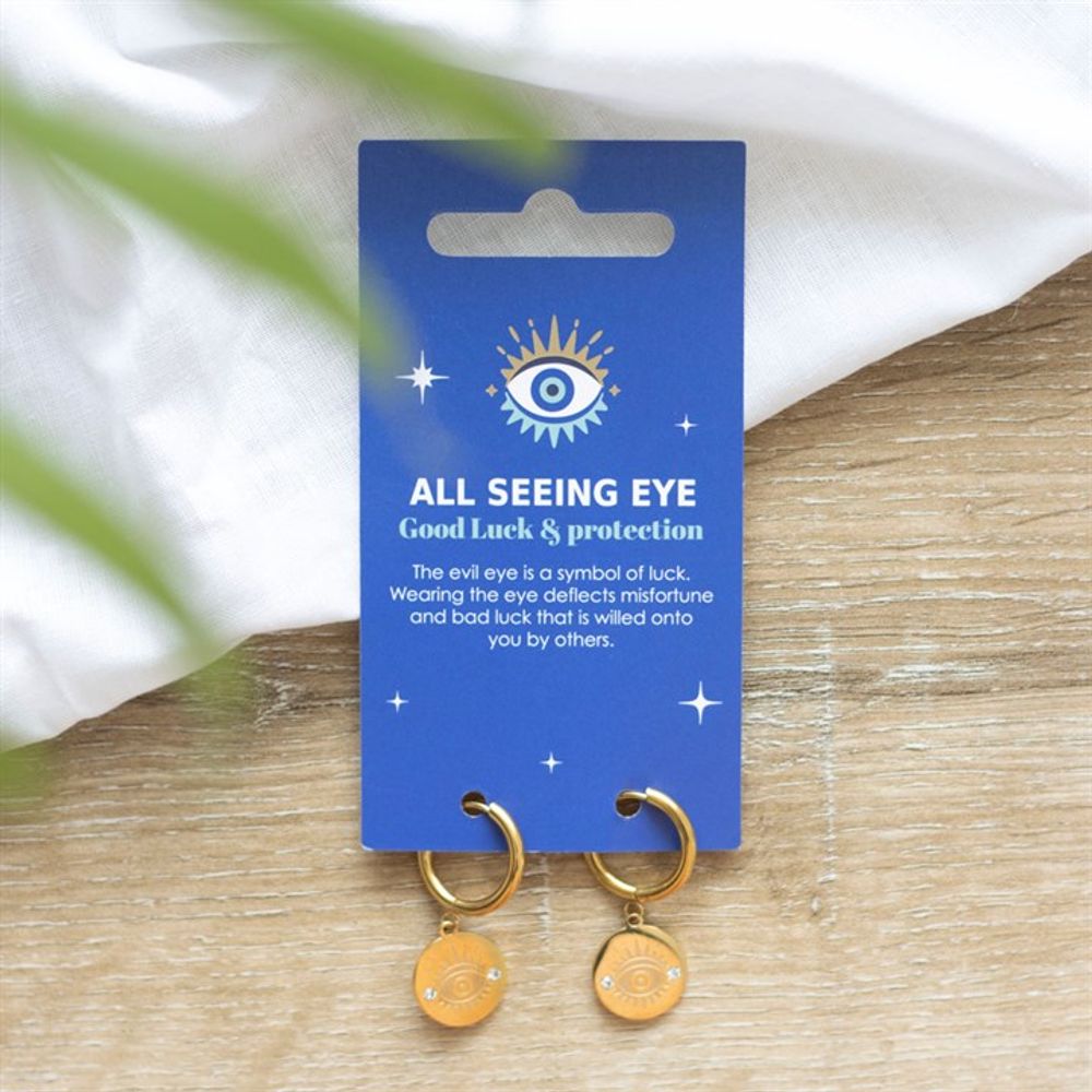 Gold Toned All Seeing Eye Earrings N/A