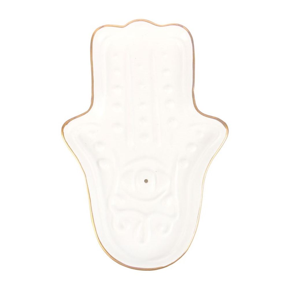 White Hamsa Hand Incense Stick Holder N/A