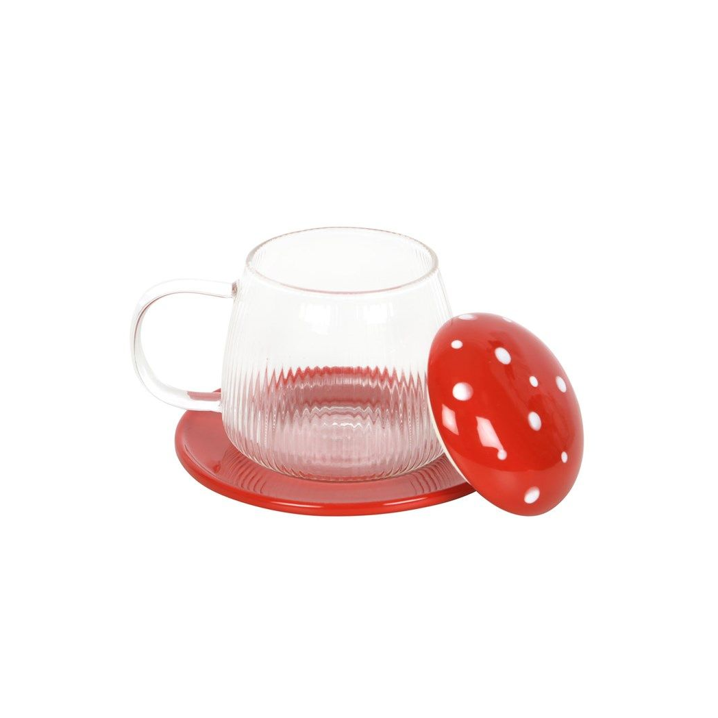 Glass Mushroom Mug and Saucer N/A