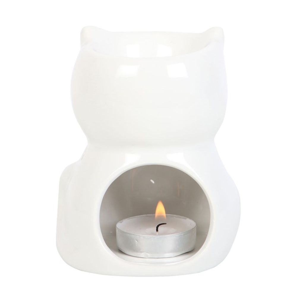 Shiny White Cat Oil Burner N/A