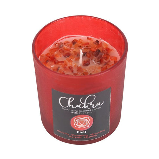 Root Chakra Strawberry Crystal Chip Candle N/A