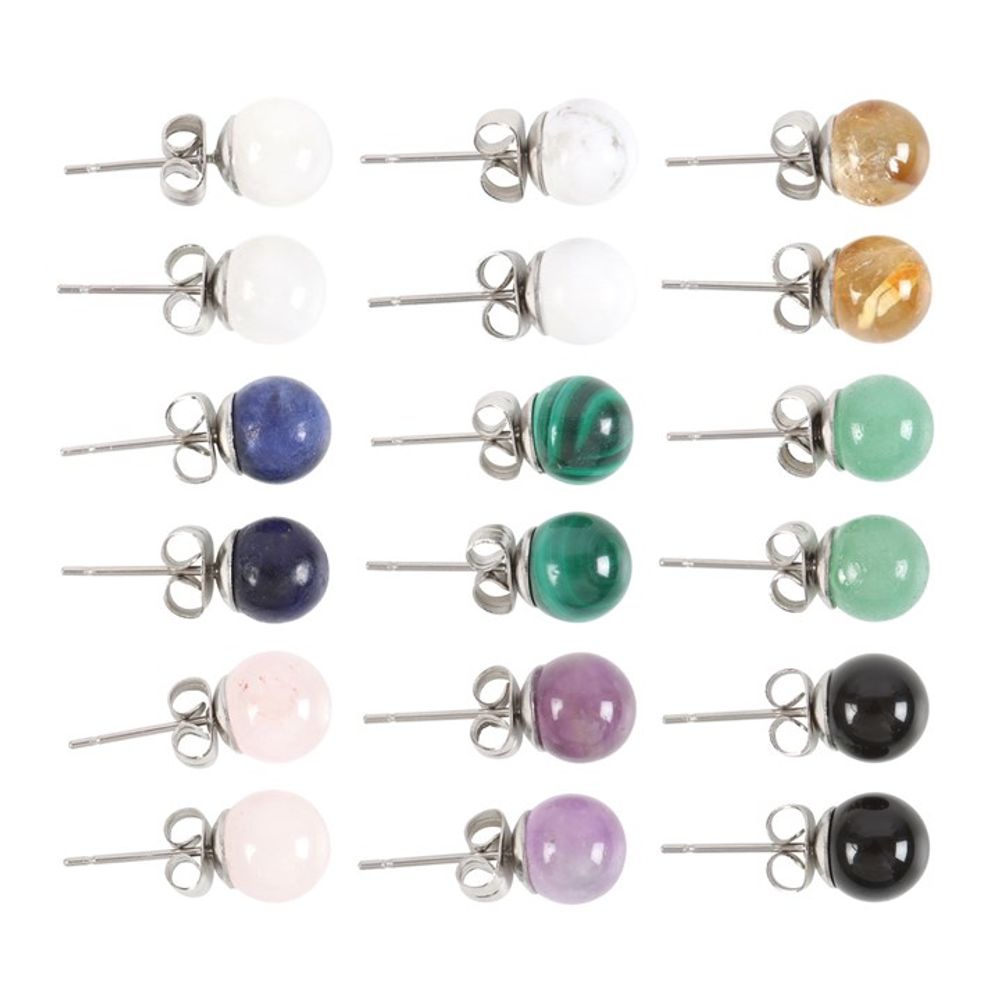 Set of 9 Semi Precious Crystal Earrings N/A