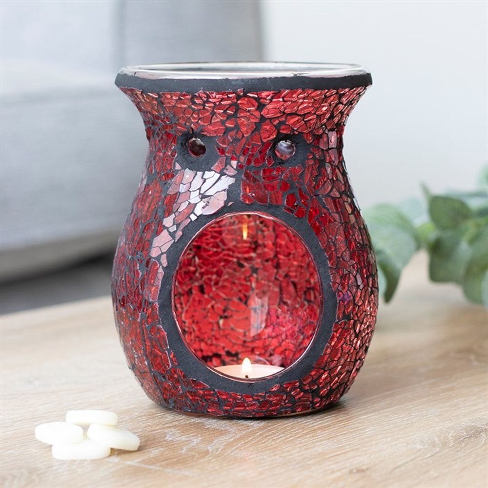 Large Red Crackle Glass Oil Burner N/A