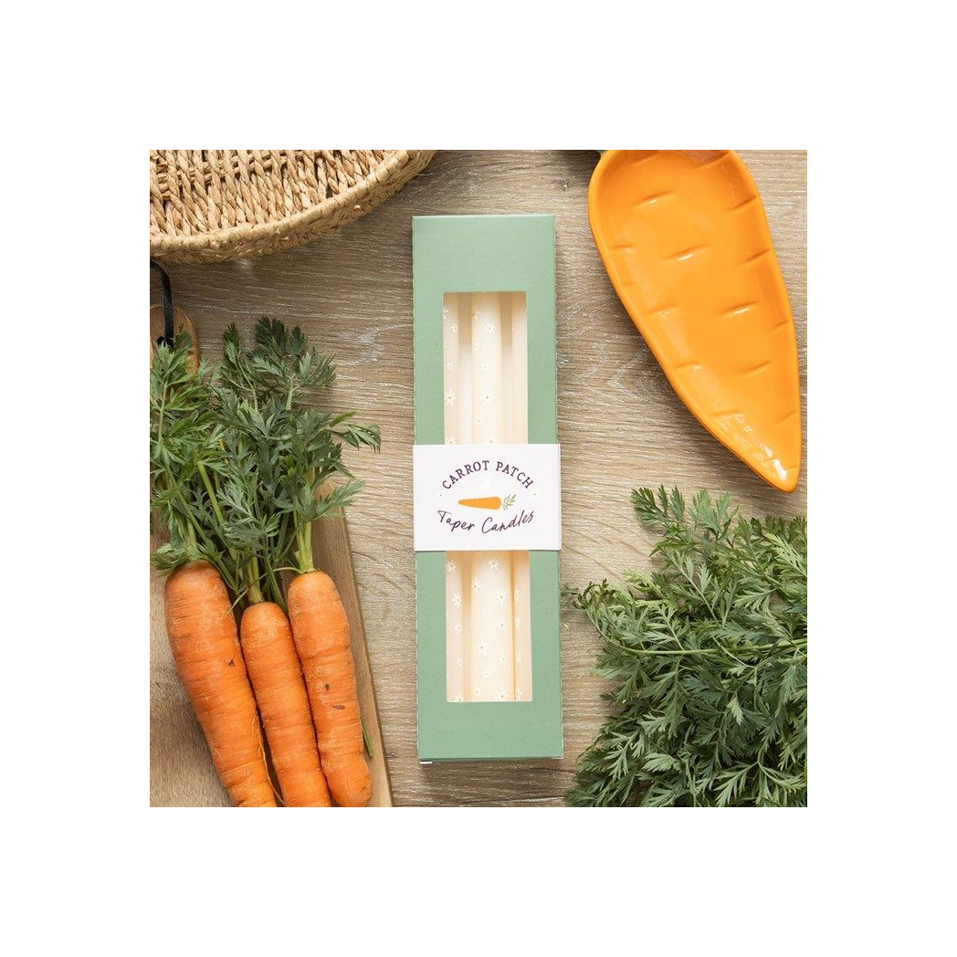 Set of 3 Carrot Patch Daisy Taper Candles N/A