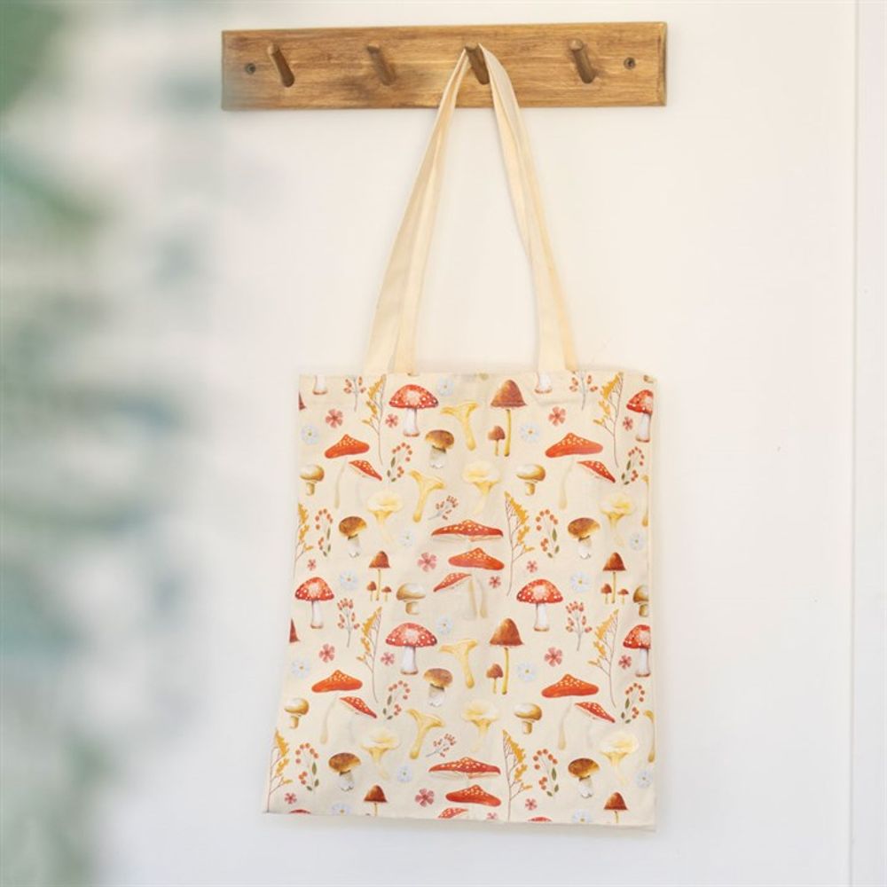 Mushroom Print Polycotton Tote Bag N/A