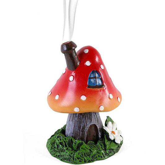 Red Smoking Toadstool Incense Cone Holder N/A